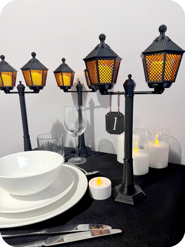 Victorian Streetlight Table Centrepieces (Table Number included)